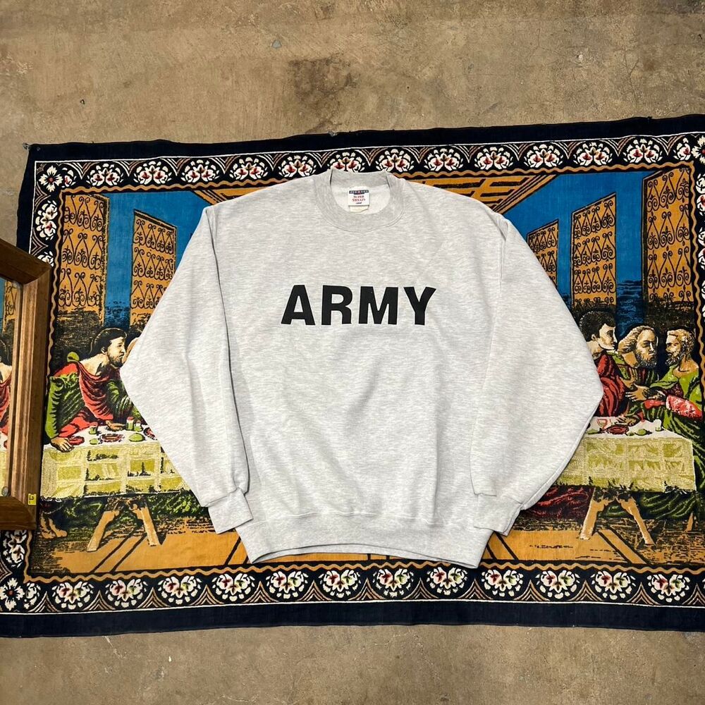 Vintage grey army sweatshirt Size large baggy oversized cropped fit YEEZY style